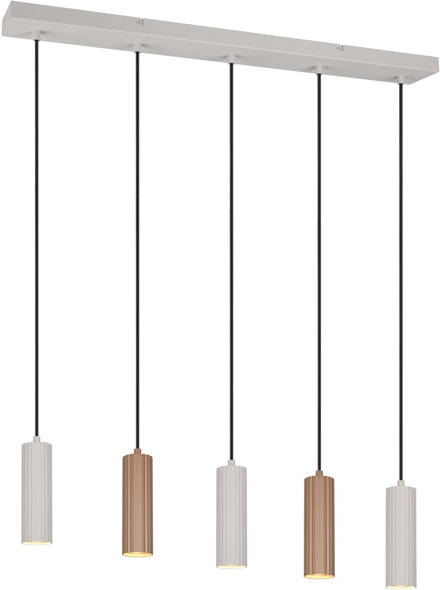 Trio soka - lampada a sospensione - moka - escl. 5x gu10 5 w - montaggio a soffitto - regolabile in altezza