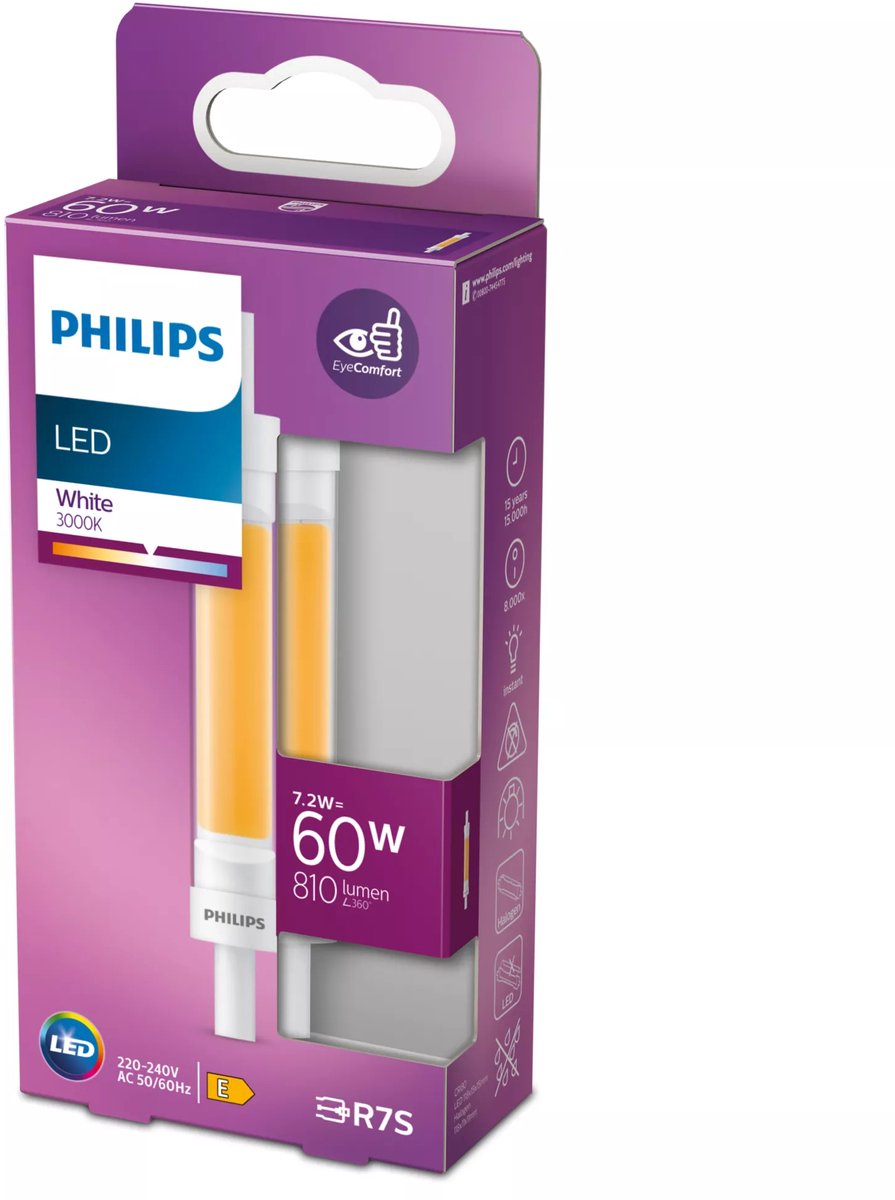Lampada da barra LED Philips trasparente - 60 w - r7s - luce bianca