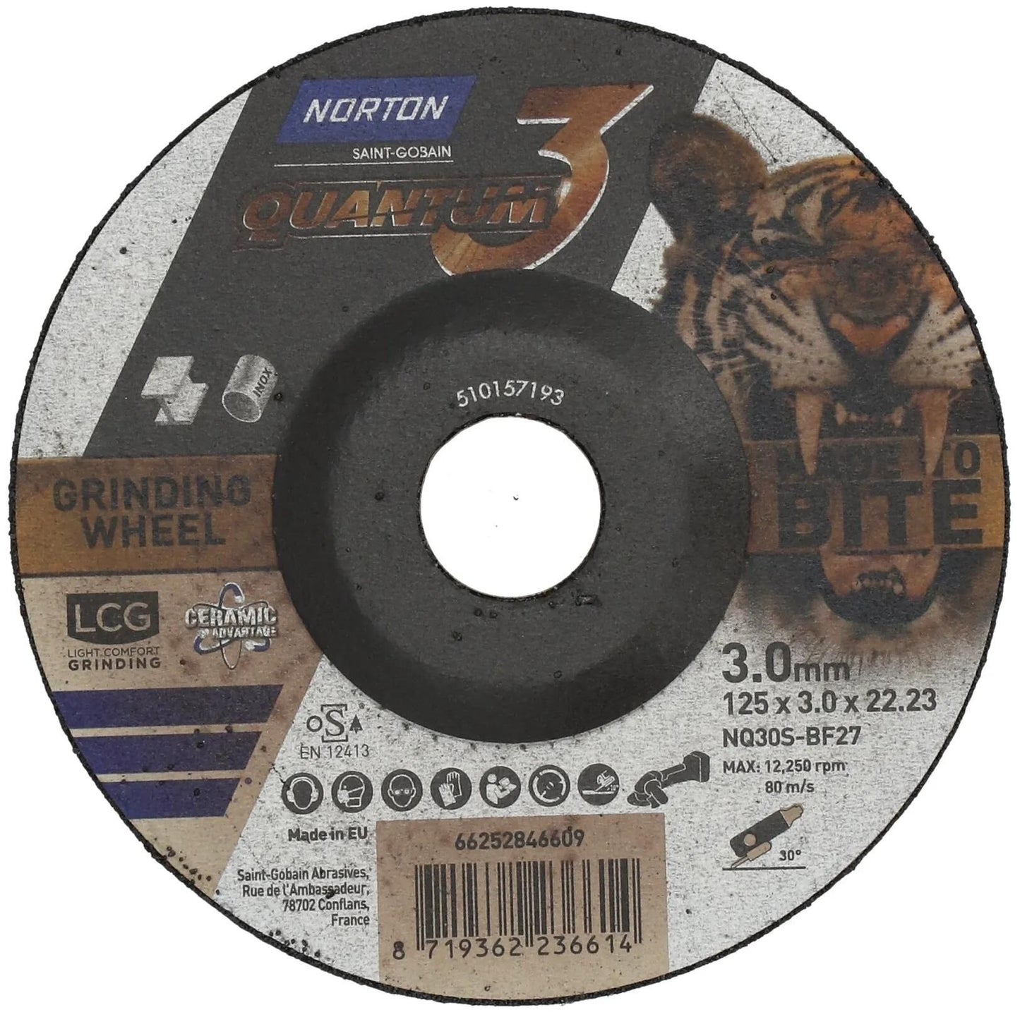 Disco de fregado Norton quantum3 discos abrasivos quamtum3 125 x 3 x 22,24