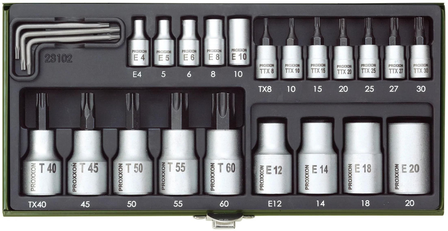 Juego de llave de enchufe proxxon TX de 23 piezas