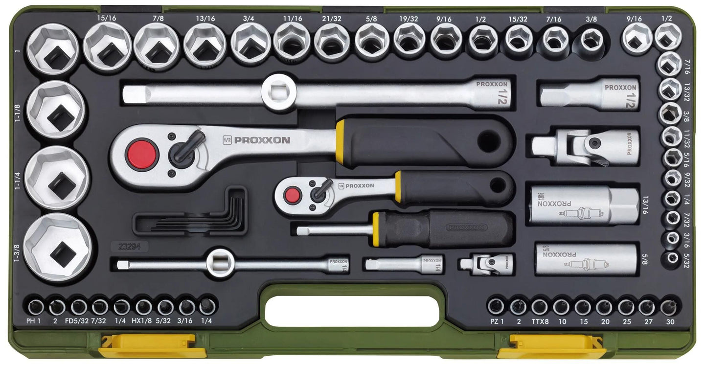 Llave de enchufe proxxon de pulgada de 65 piezas