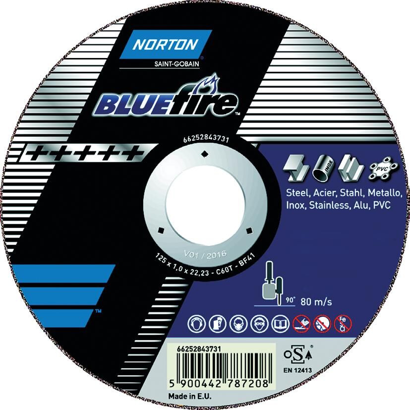 Norton disco de corte blue fire discos de corte 76x1,0x10 m blue fire