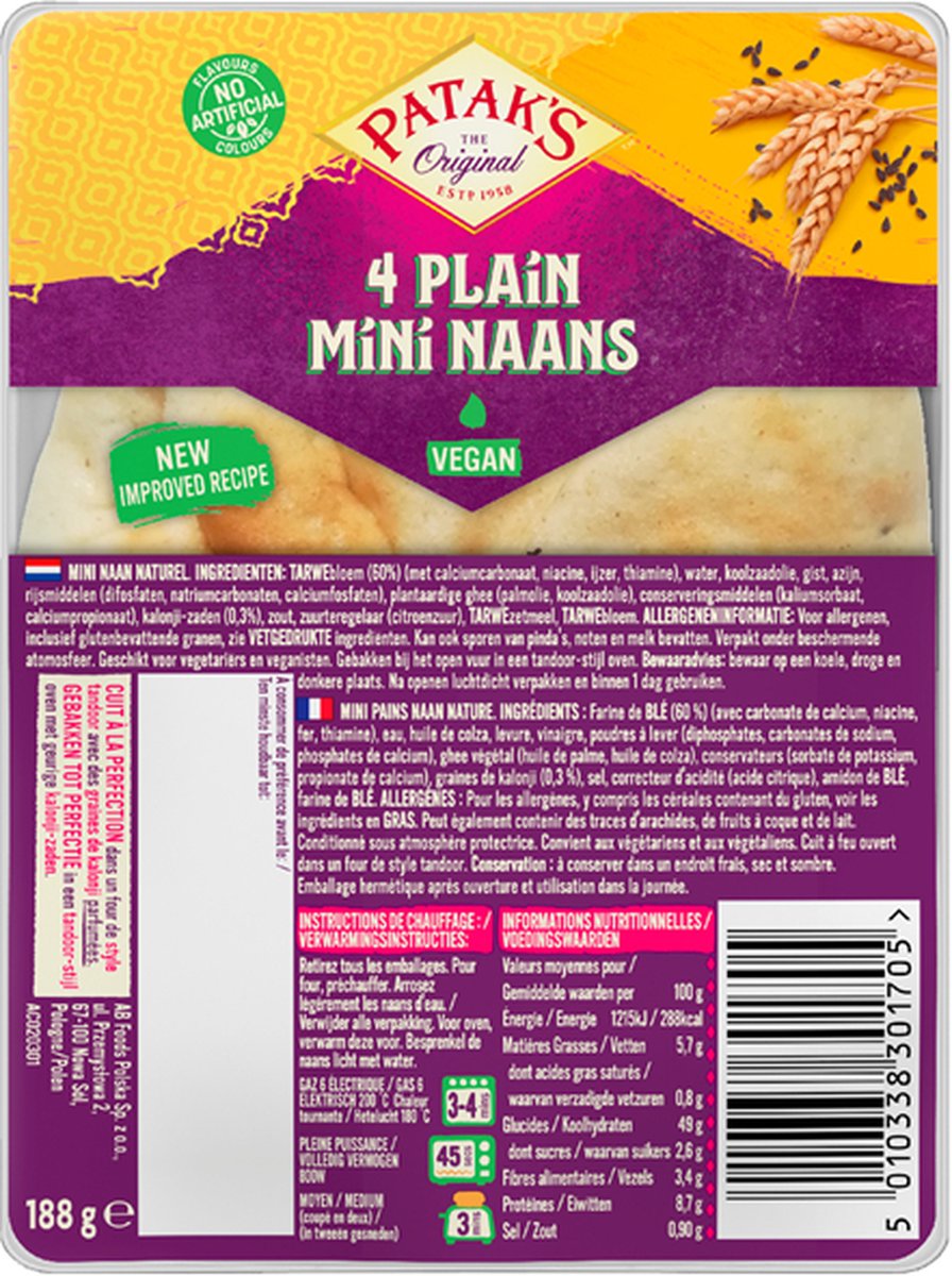 Patak's naan simple mini 6 x 188 g