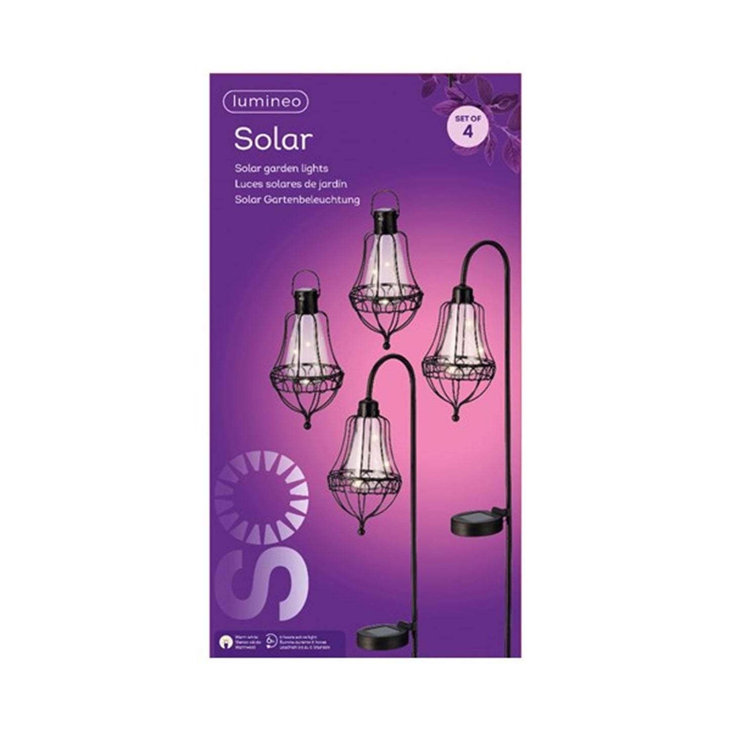Set lanterne solari Lumineo LED in metallo da 4 pezzi