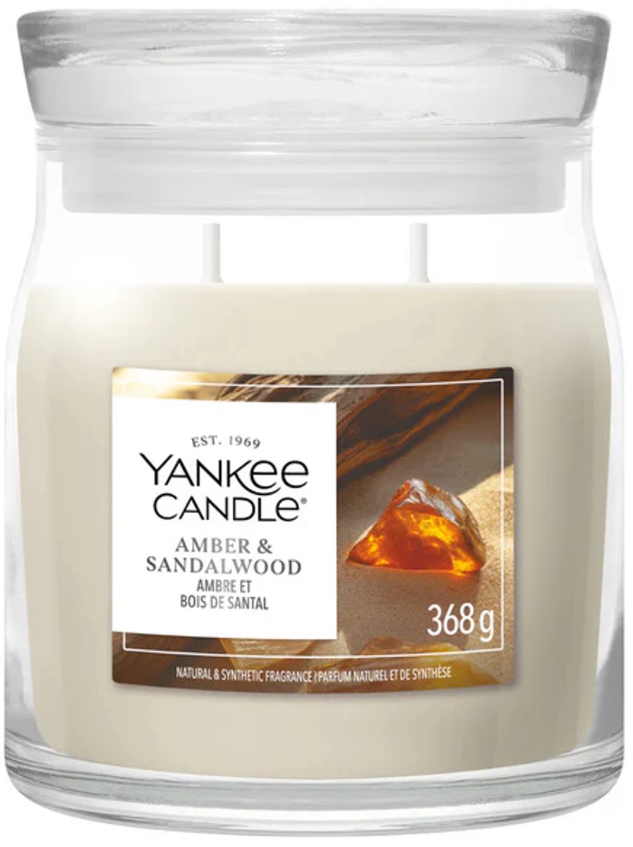 Vela Yankee - vela perfumada mediana de sándalo ámbar - 50 horas de combustión - 2 mechas