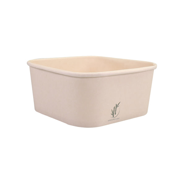 Recipiente para ensalada Depa papel bambú cuadrado (25x 1,25ltr)