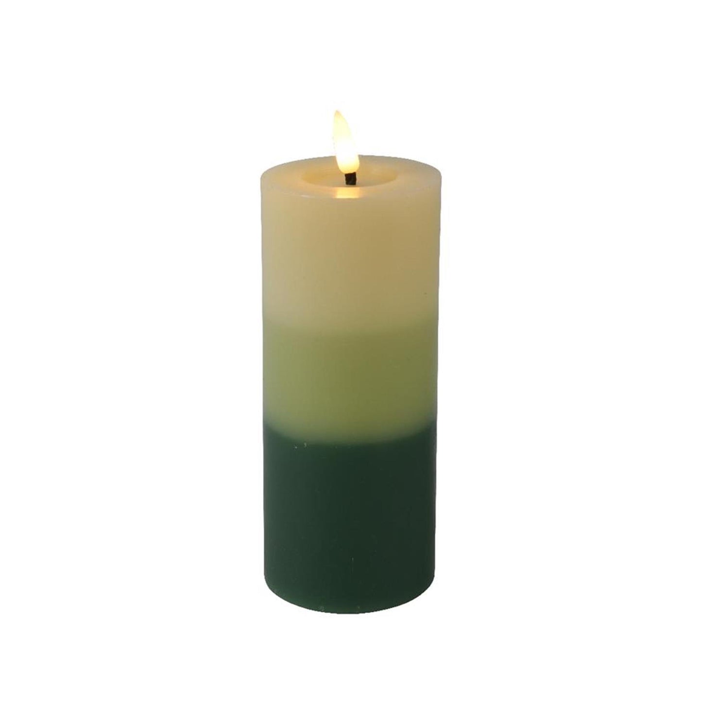 Vela LED Lumineo con efecto llama, 15 cm, verde
