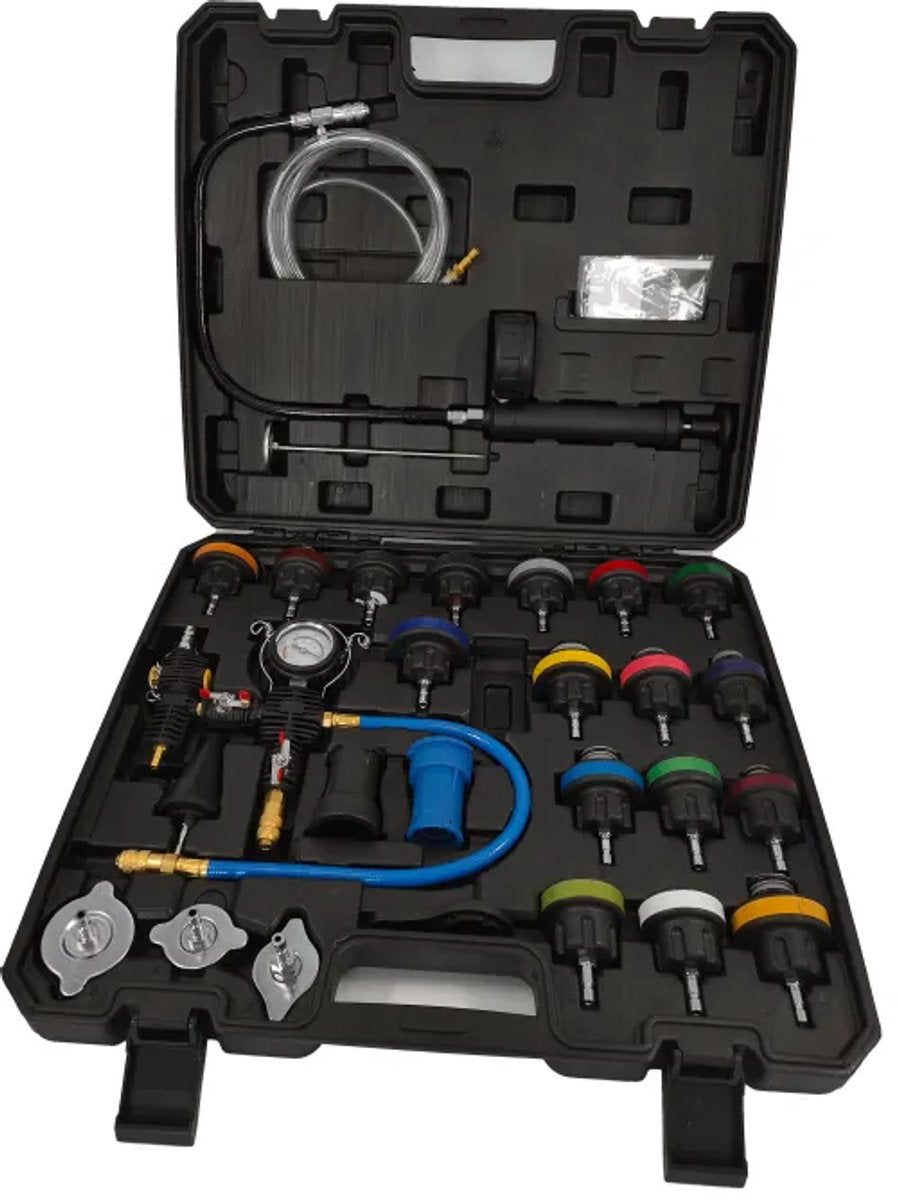 Diagnostica del sistema di raffreddamento Yato da 28 pezzi, test di pressione e set di riempimento