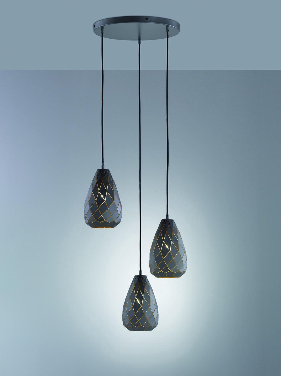 Trio onice - lampada a sospensione - antracite - escl. 3x E27 4 W - montaggio a soffitto - regolabile in altezza