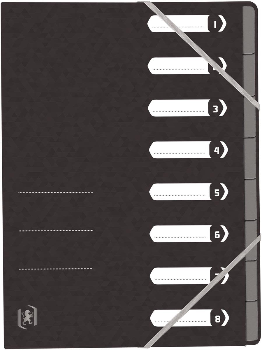 Oxford top file+ - carpeta clasificadora - 8 compartimentos - cierre elástico - negro