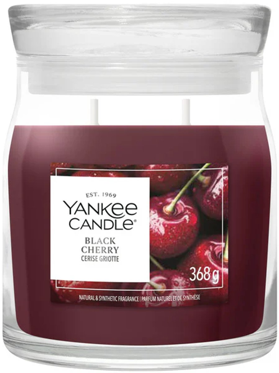 Vela Yankee - vela perfumada media cereza negra - 50 horas de combustión - 2 mechas