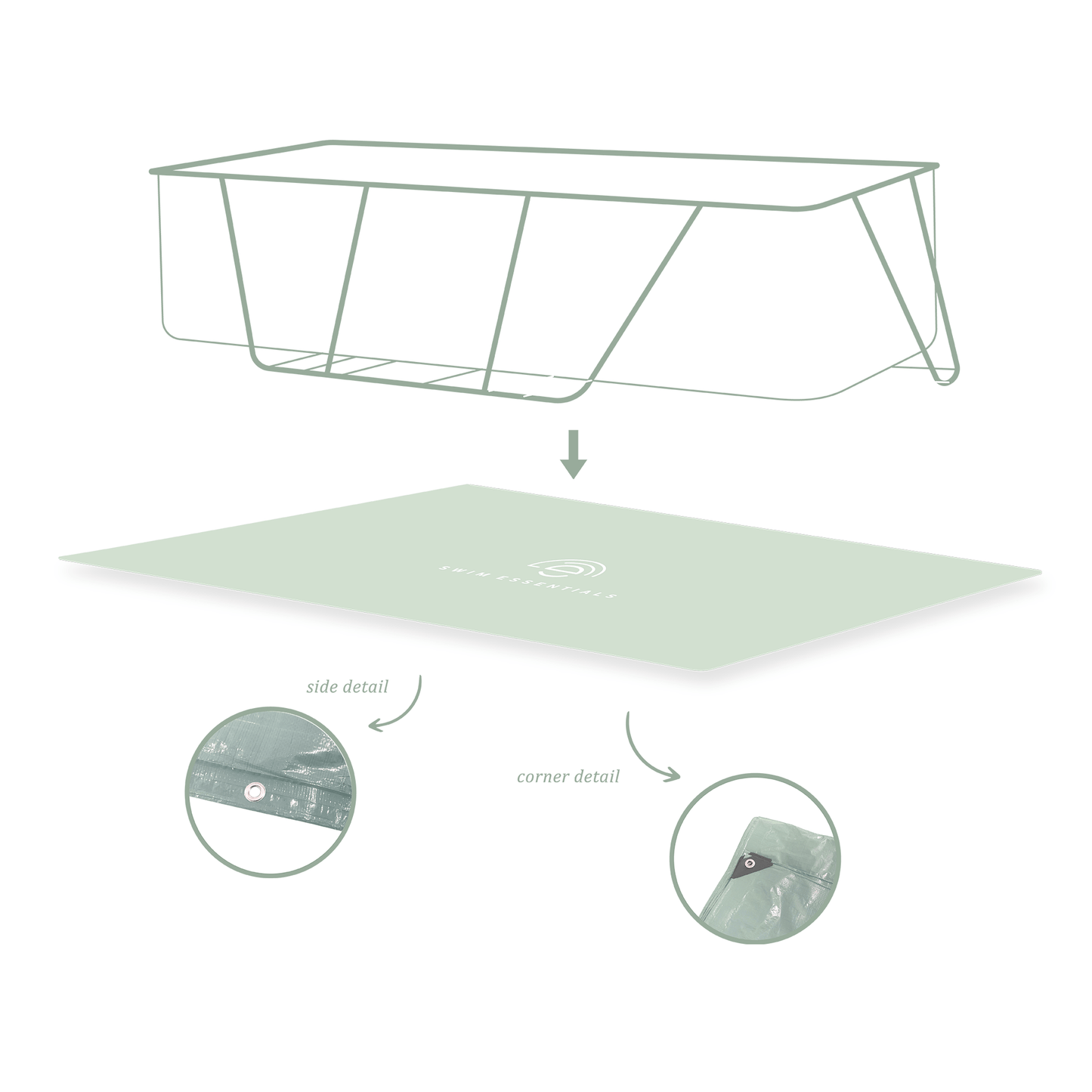 Essenza | Piscina a vela a terra verde a terra 200x400 cm