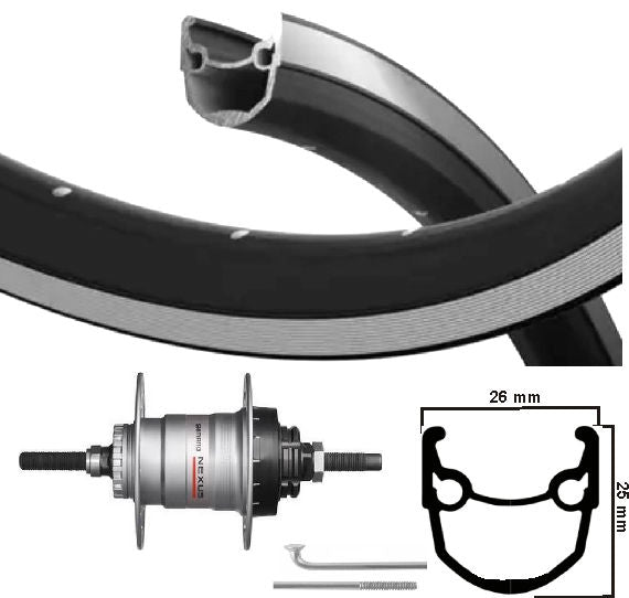 Rueda trasera KGS 28 pulgadas (622) Stratos Stratos Silver Negro Nexus 3 R.Brake