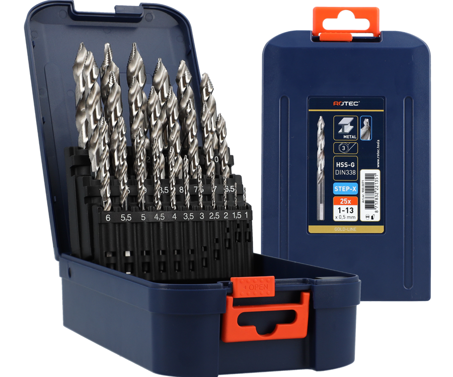 Set punte elicoidali Rotec 1-13x0,5 hss-g 25 pezzi