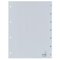 Linguette canguro g407c polipropilene a4 120 micron grigio 7 pezzi 1-7 4 fori