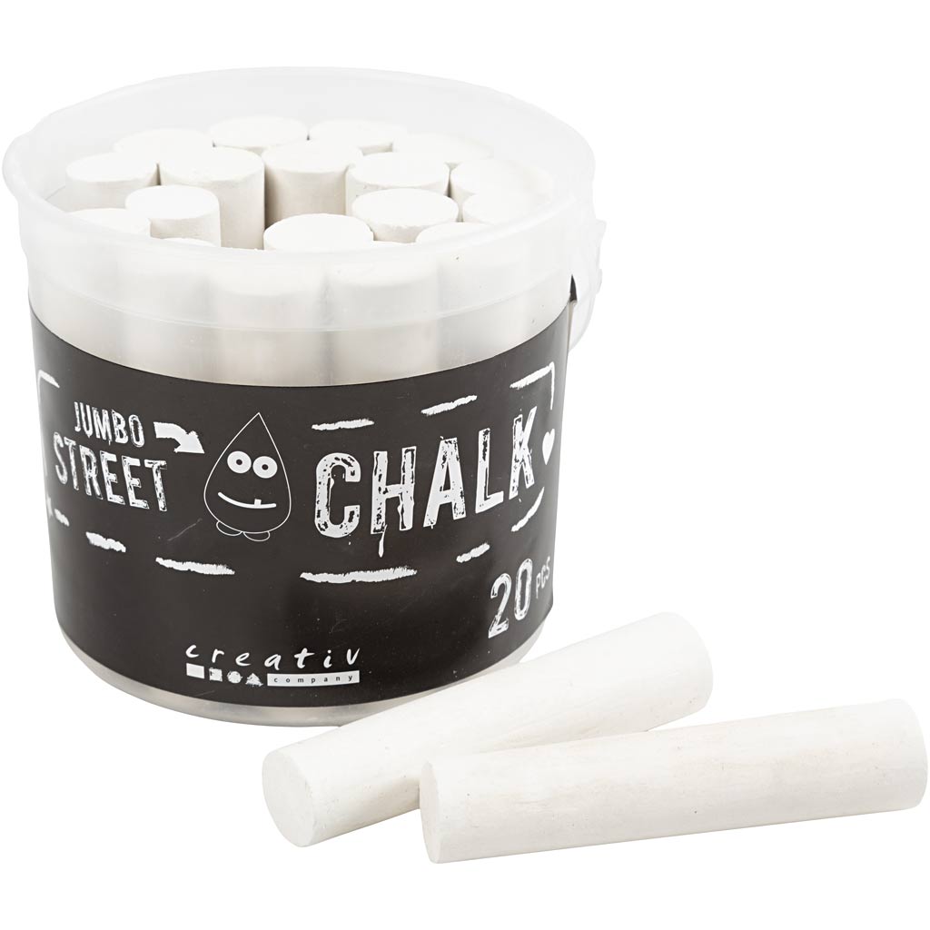 Creative Company Sidewalk Chalk, AFM 2.5x12 cm, bianco, 20 pezzi 1 scatola