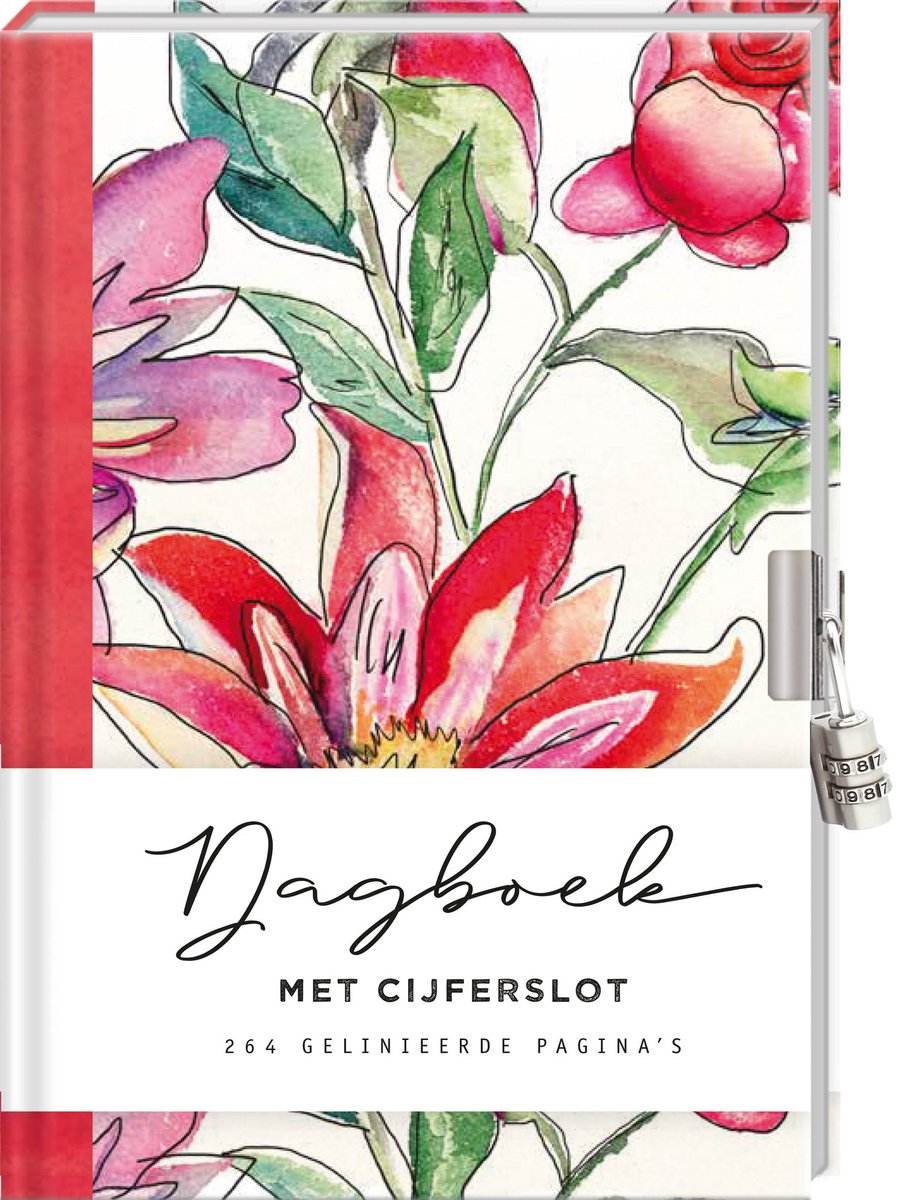 Interstat dagboek met cijferslot voor volwassenen - flower