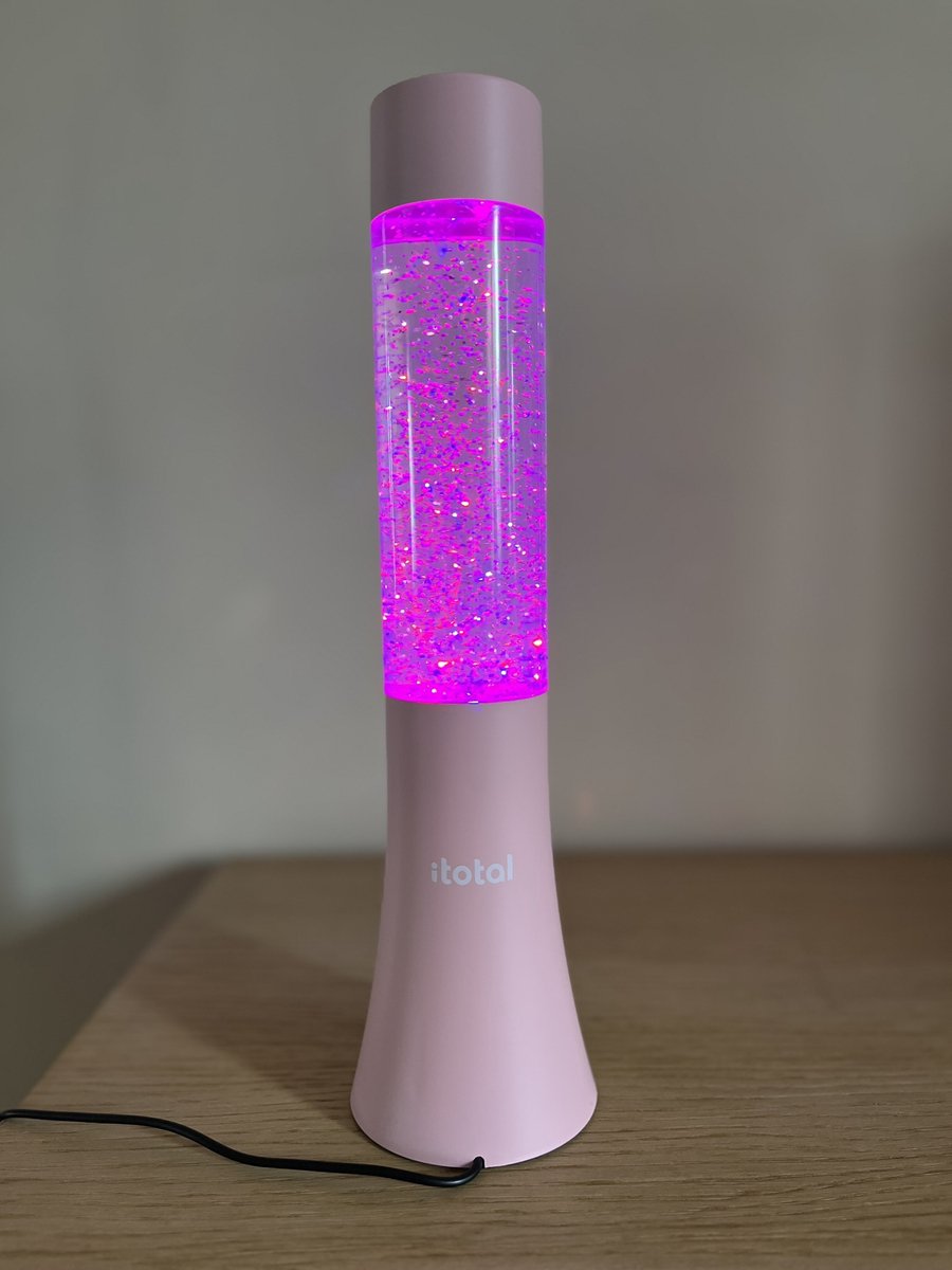 Lámpara de lava LED Itotal - rosa pastel - purpurina