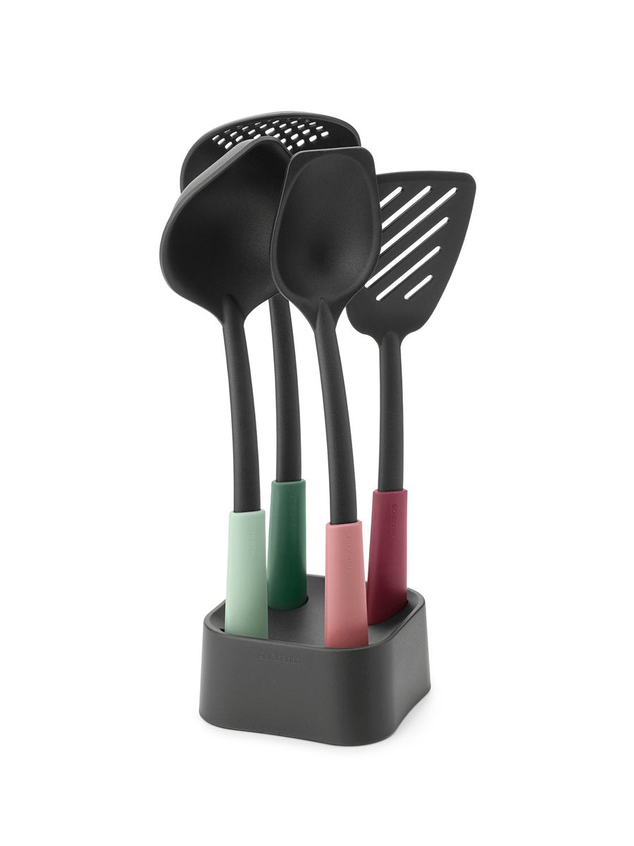 Brabantia gustoso+ set utensili da cucina con supporto - 4 pezzi - colori misti