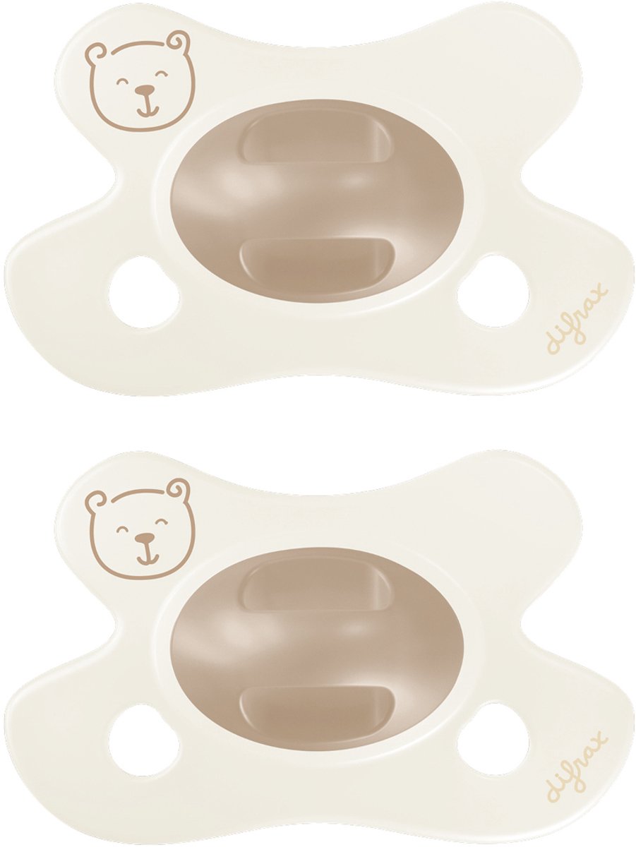 Difrax fopspeen natural - newborn - beertje - bruin - 2 stuks