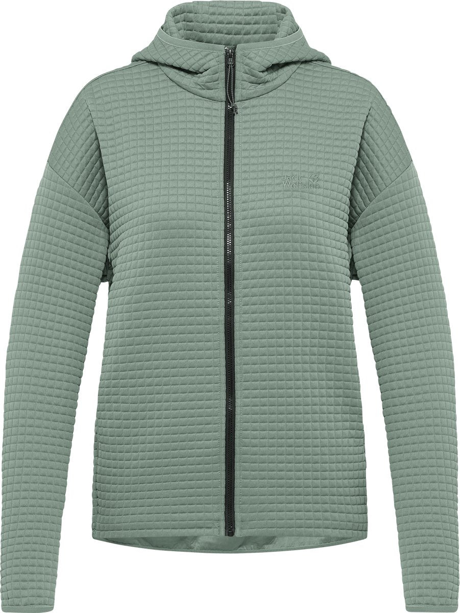 Giacca da esterno da donna Jack wolfskin mogari con cappuccio fz w - verde zinnia
