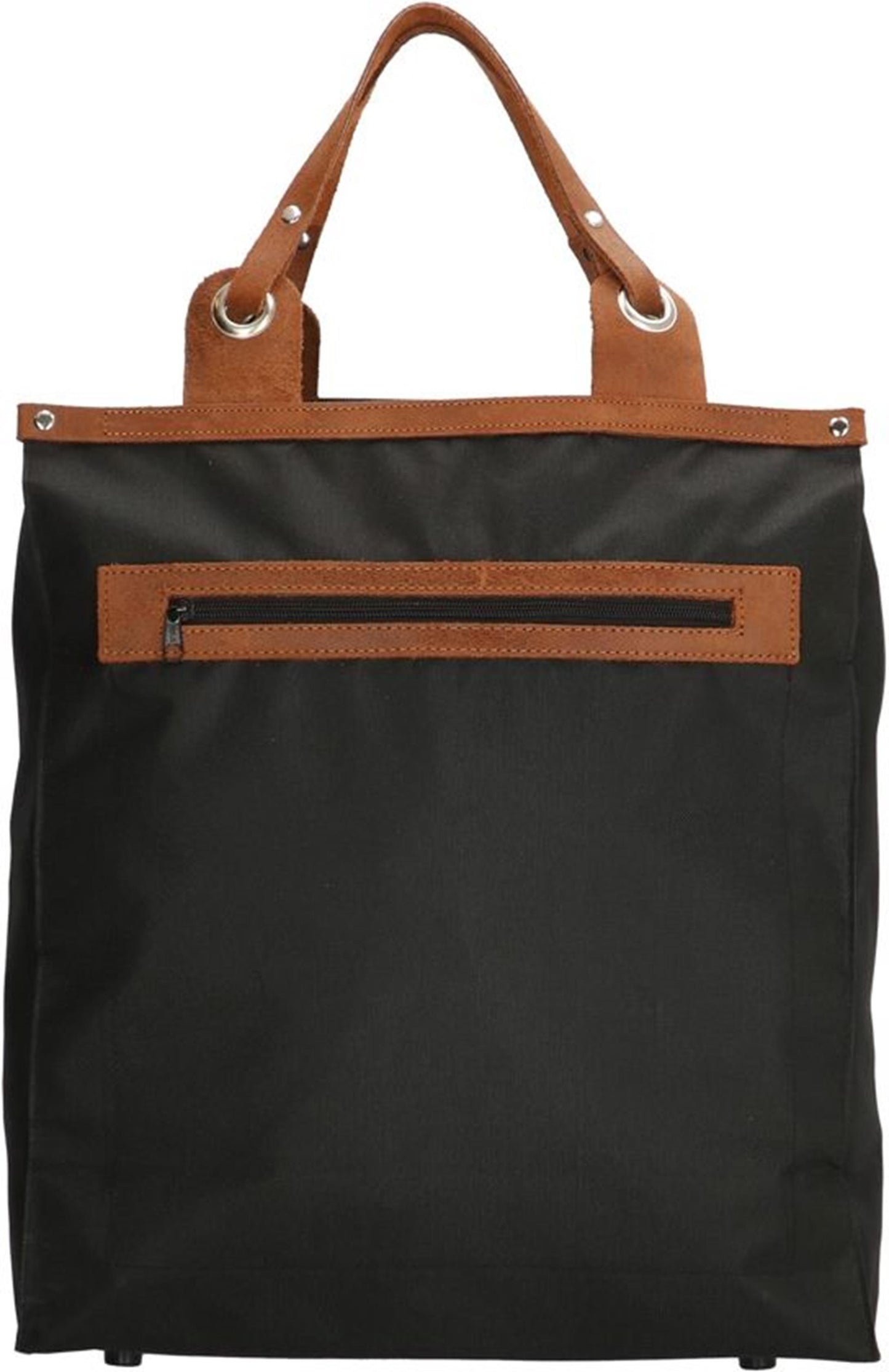 Bolso shopping asa de piel negro