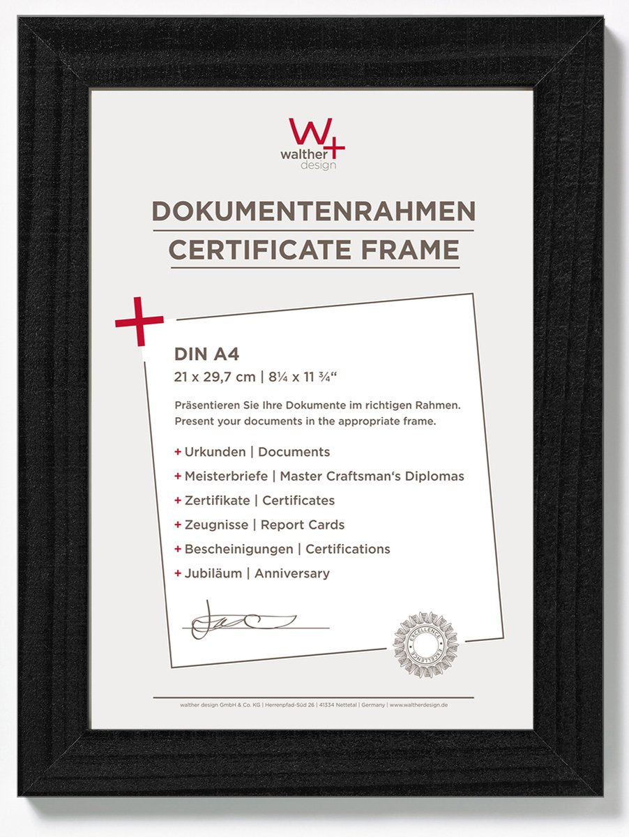 Casa Walther - cornice in legno - formato foto 21x29,7 cm (din A4) - nero