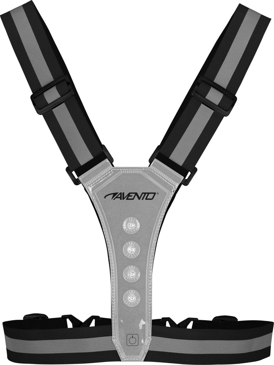 Gilet di sicurezza da corsa Avento - riflettente - LED + batteria - nero