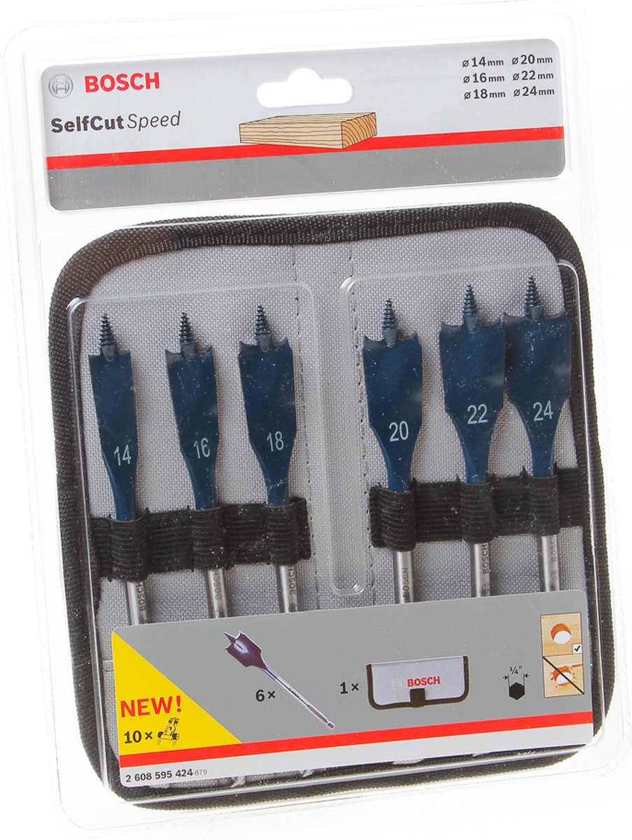 Bosch professionale - set di punte autofilettanti Expert Speed 14 16 18 20 22 24 mm, 6 pezzi