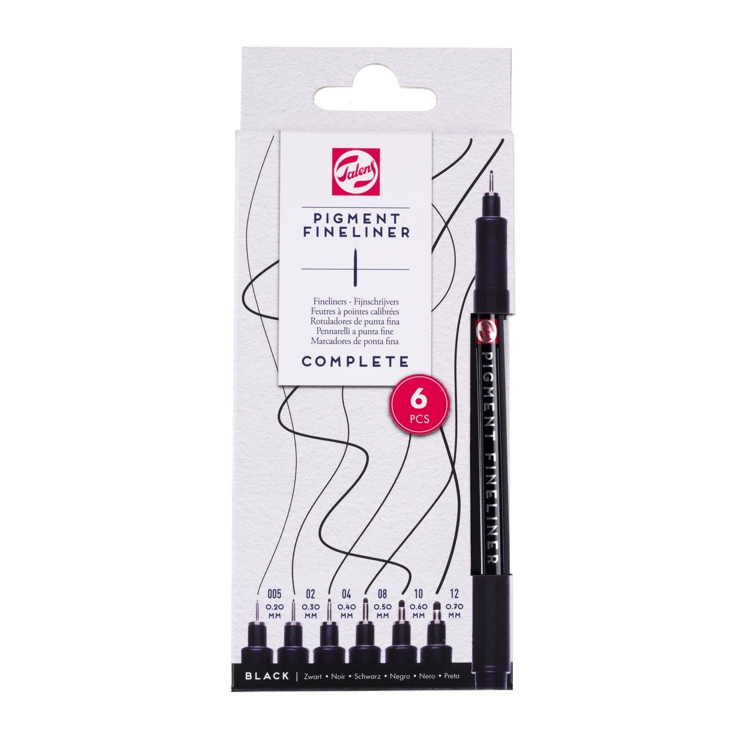 Talens • set completo di fineliner pigmentati, 6 pezzi