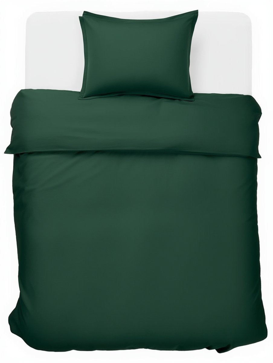 Hush. living hush living duvet cover - 100% cotton - 144tc - flexible and breathable - 140x220+20cm -60x70cm pillowcase - with mounting loops - dark green