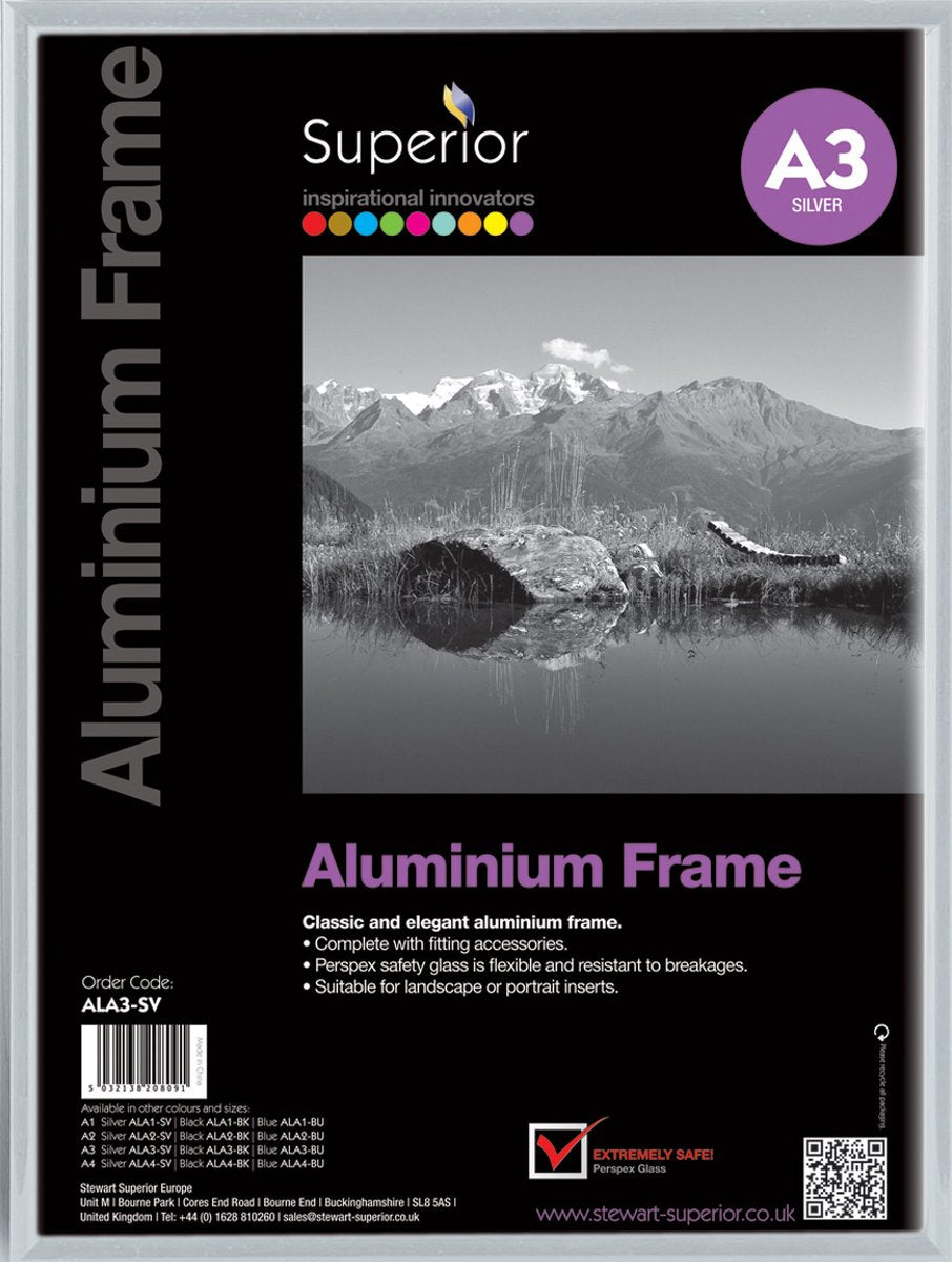 Cornice per foto Seco a3 - 29,7 x 42 cm - alluminio spazzolato argento - cornice 11 mm - se-ala3-sv