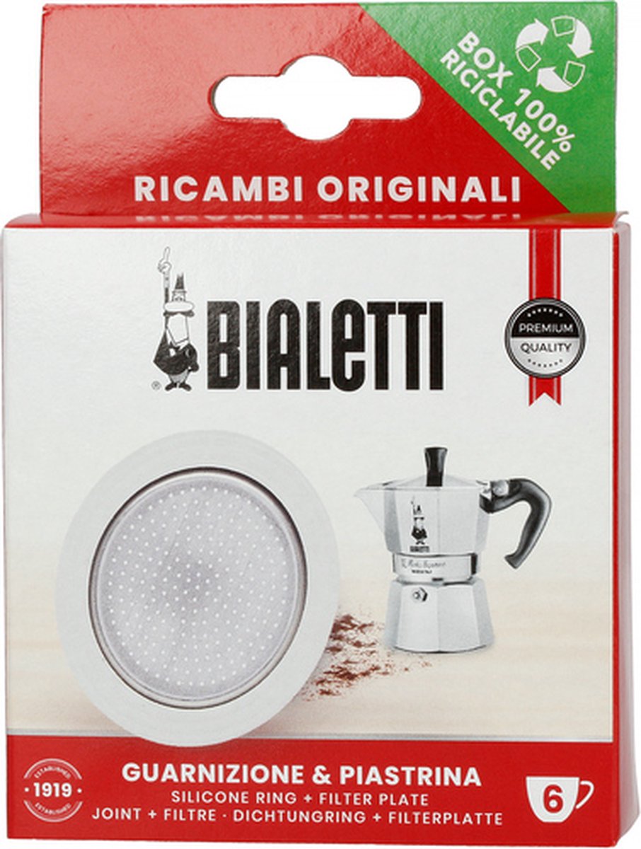 Bialetti filterplaatje siliconen ring – geschikt voor brikka 4 kops en moka induction 6 kops – origineel reserveonderdeel