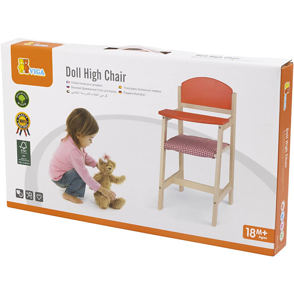 Silla para muñecas Viga de madera, dimensiones 29x31x60 cm, 1 pieza
