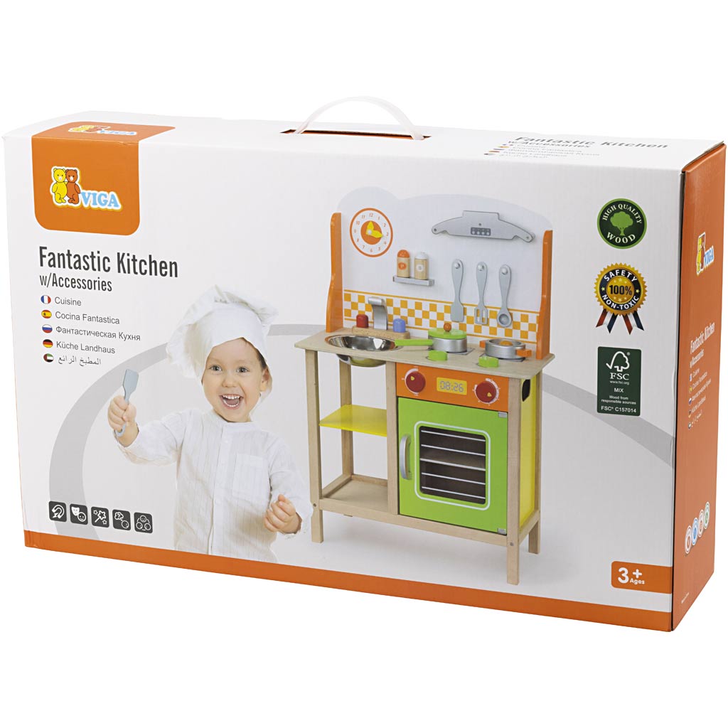 Cucina da gioco in legno Viga, dimensioni 60x81x30 cm, 1 pezzo
