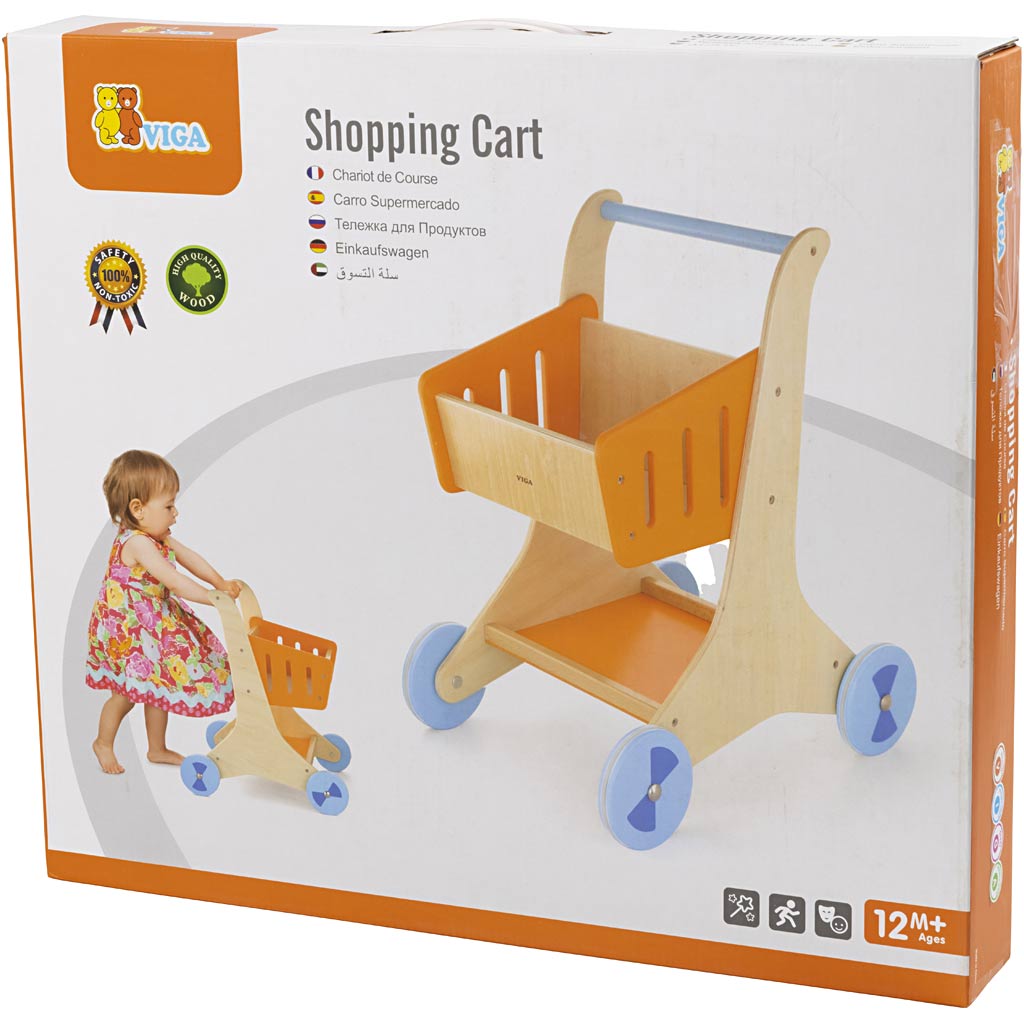 Carro de compras de madera Viga, dimensiones 48x30x41,5 cm, 1 pieza