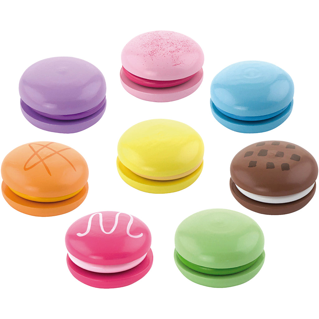 Macarons de madera Viga, tamaño 4,5 cm, 8 piezas, 1 caja