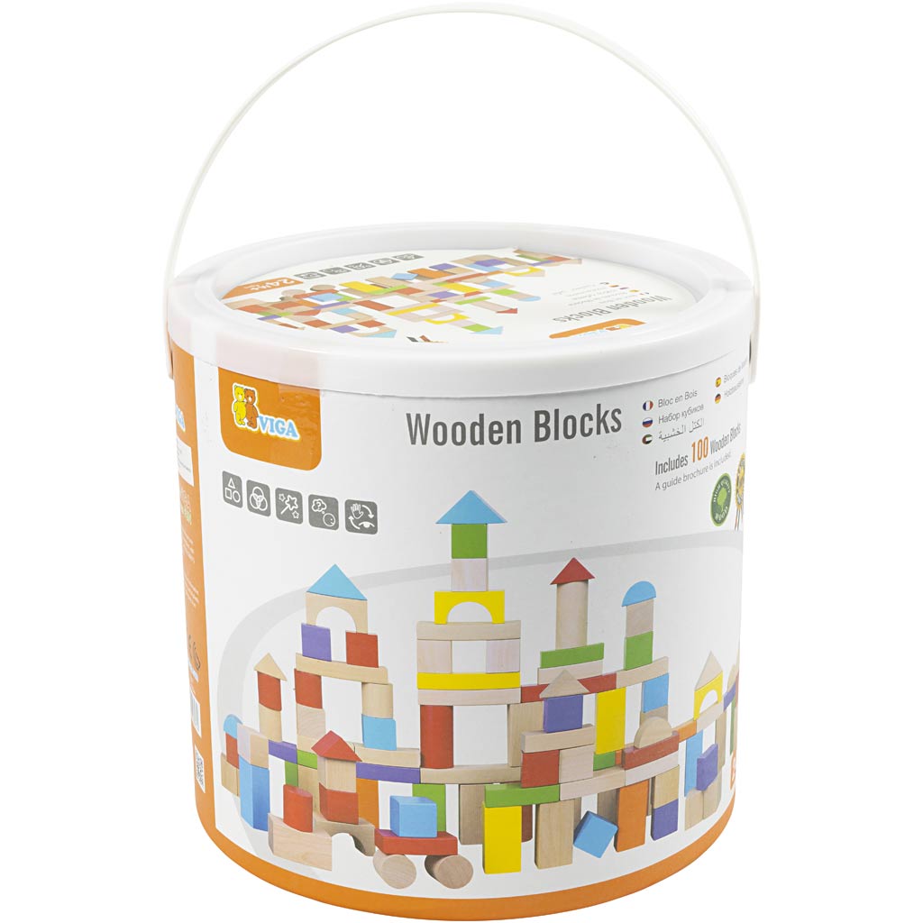 Bloques de madera Viga, tamaño 3 cm, 100 piezas 1 caja