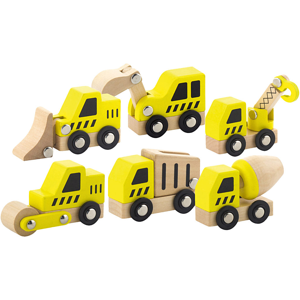 Minicar, scavatrici e veicoli da cantiere Viga, dimensioni 7-9 cm, 6 parti 1 set