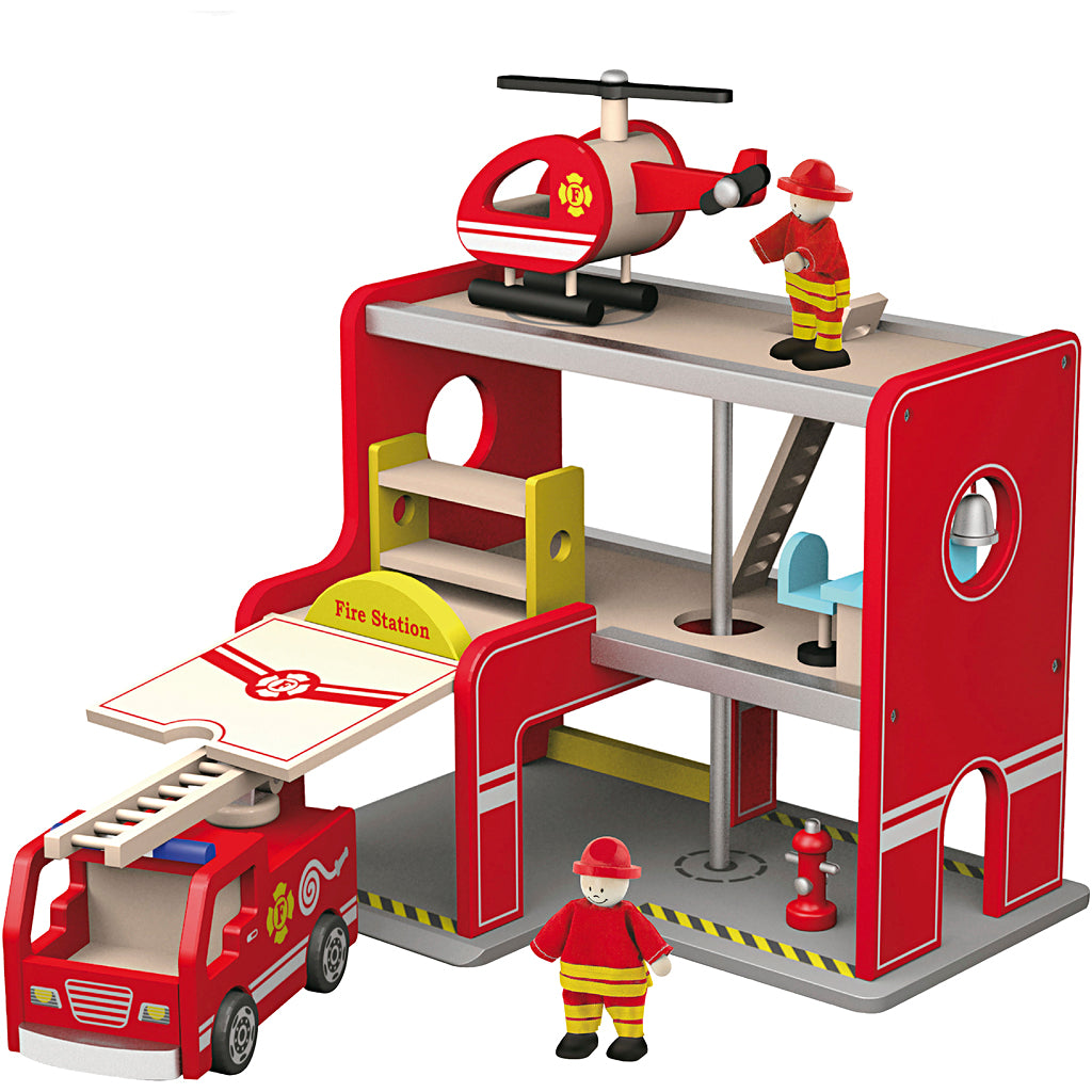 Caserma dei vigili del fuoco in legno Viga, dimensioni 35x26x28 cm, 1 pezzo