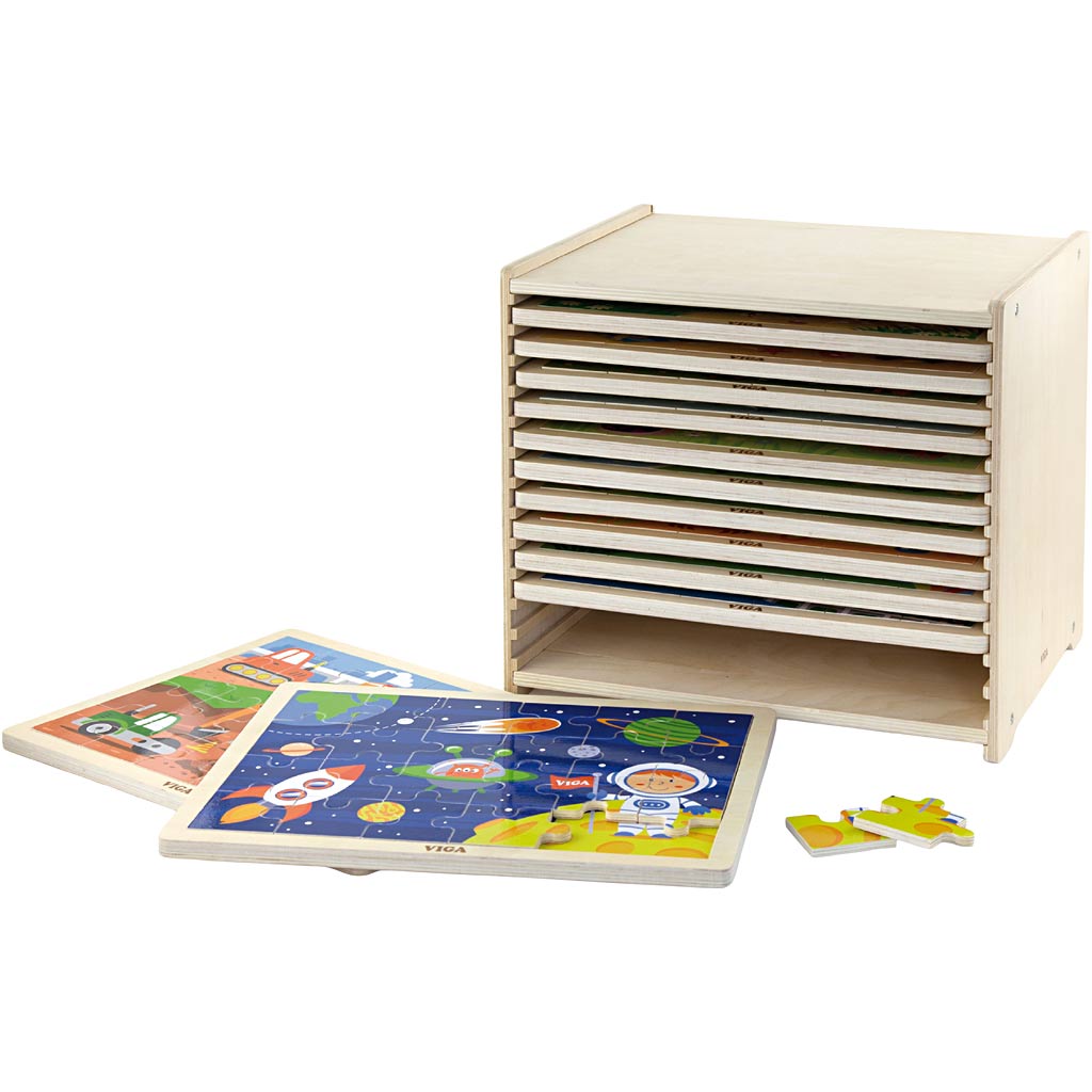 Porta puzzle Viga con 12 puzzle, h: 275, l: 315 mm, l: 235 mm, dimensioni 31x27x23 cm, 12x24 parti, 12 parti 1 set