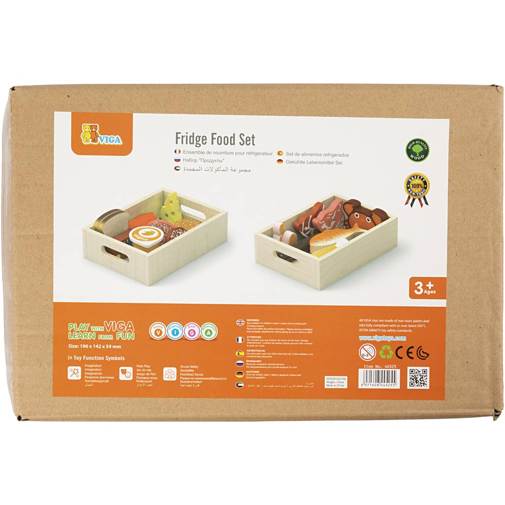 Viga comida de juguete de madera, l: 30 cm, a: 22 cm, 17 piezas 1 caja