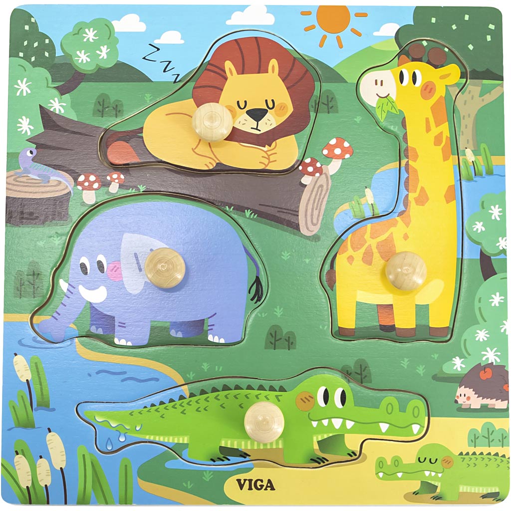 Puzzle Viga con botones, al: 26 mm, l: 22 cm, a: 22 cm, 1 pieza