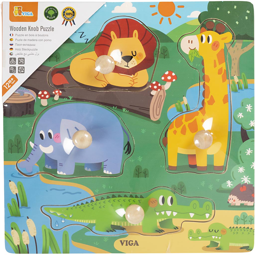 Puzzle Viga con botones, al: 26 mm, l: 22 cm, a: 22 cm, 1 pieza
