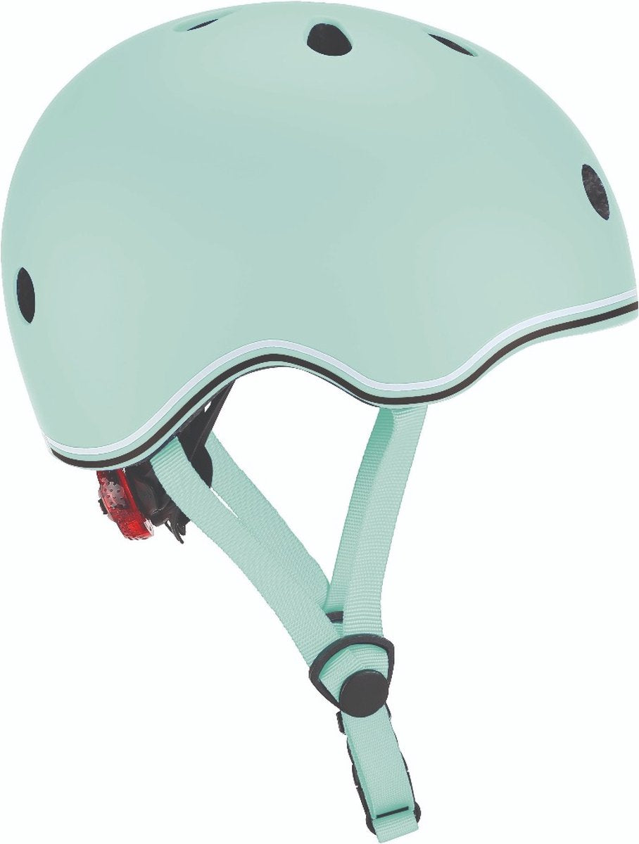 Casco infantil Globber - go up - verde pastel - ajustable 45-51cm - con iluminación - carcasa exterior de policarbonato resistente