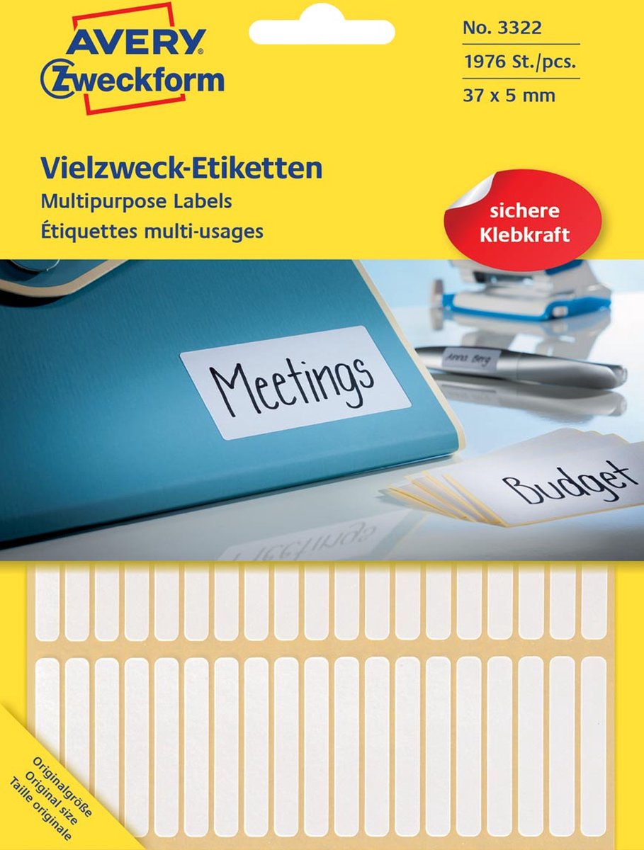 Etichetta manuale Avery House marca 3322 37x5mm bianca