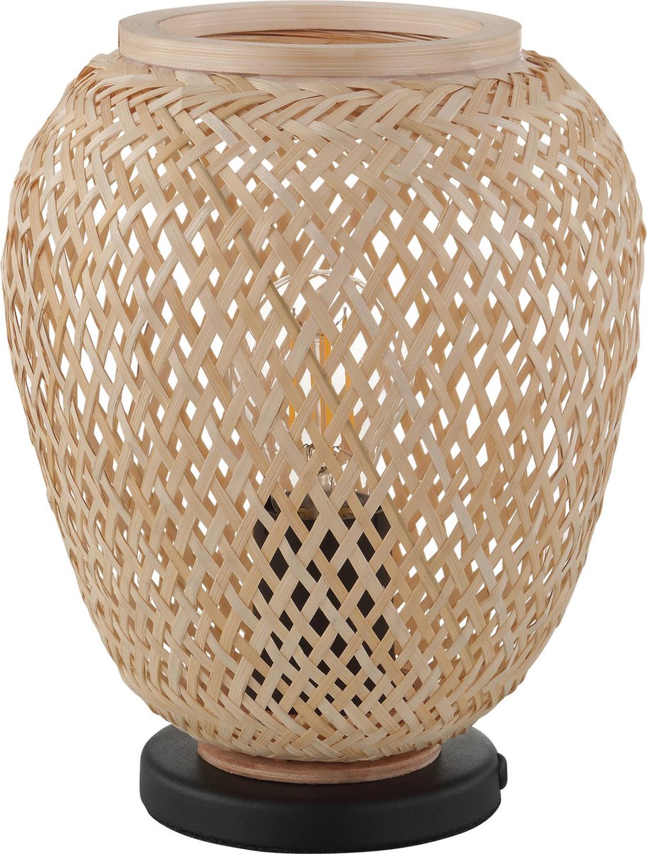Eglo dembleby tafellamp - e27 - ø 20 cm - zwart hout