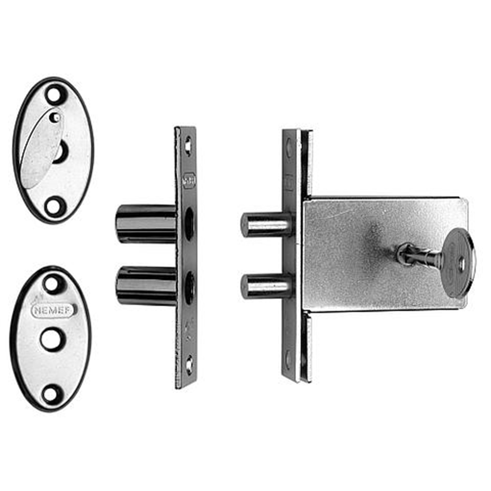 Serratura aggiuntiva di sicurezza Nemef 1008 | skg* | dm47mm | Rettangolare 22x101mm | set da 3 pezzi | chiavi uguali | dottor 1+2+3+4 - 9100800453