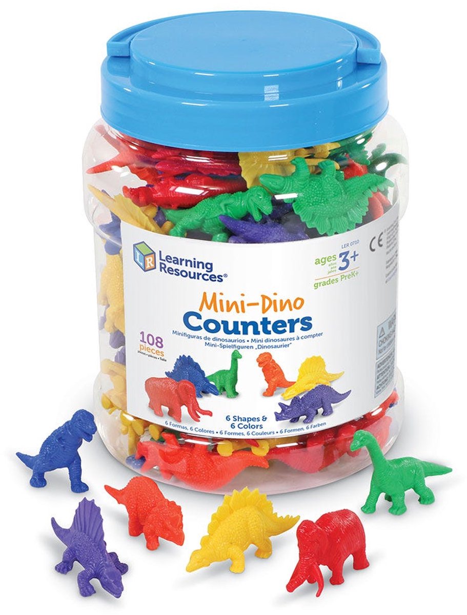 Contatori mini dinosauri per risorse didattiche (set da 108) - 1+