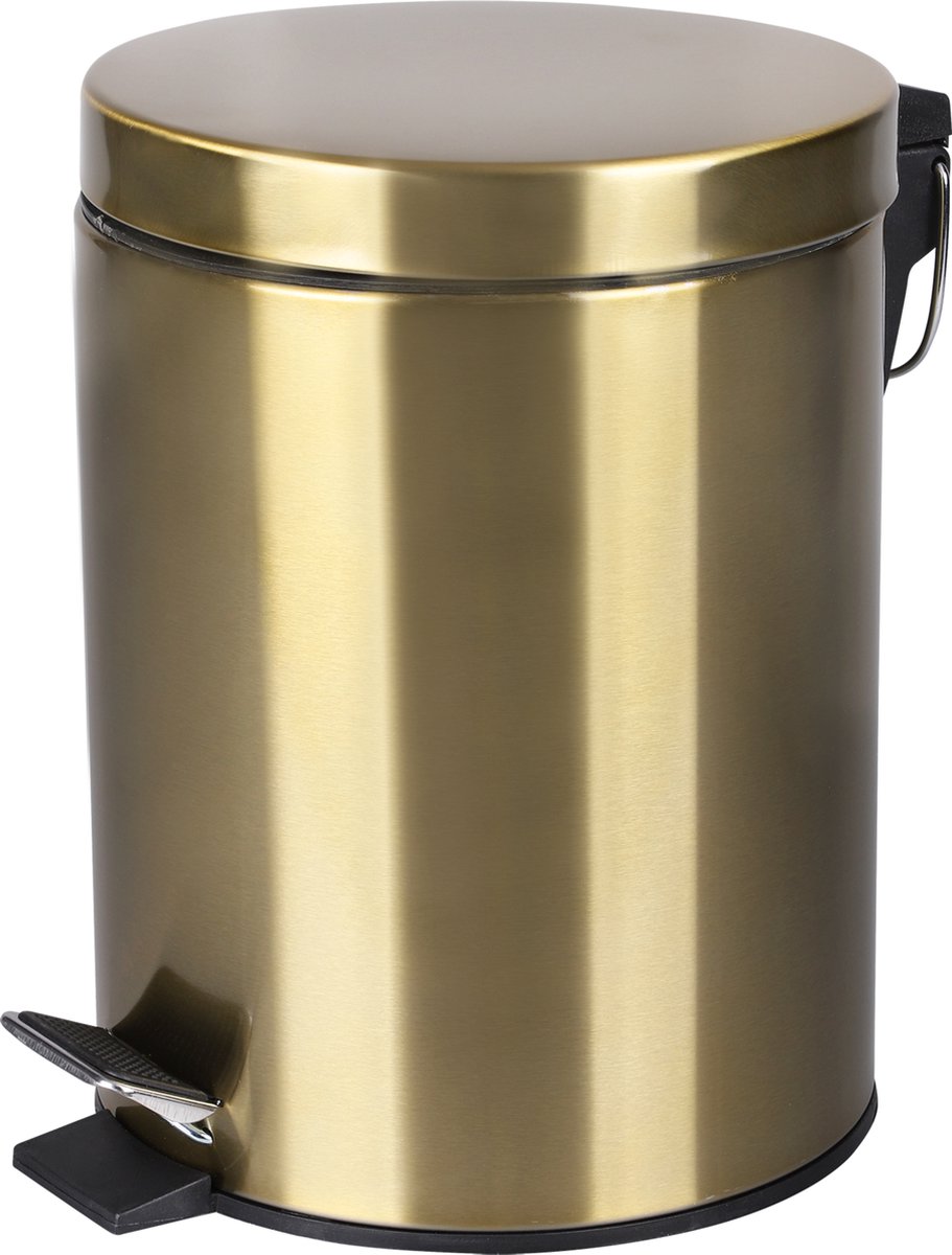 Differnz pedaalemmer mat goud – prullenbak badkamer – afvalbakje – 5 liter